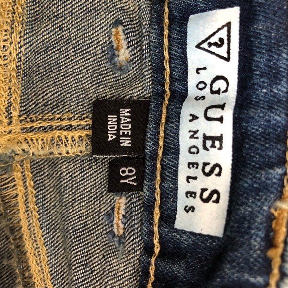 Guess Embroidery Fun Denim Mini Cut-off Skirt Trendy Spring Girls Sz 8 youth - Picture 3 of 4